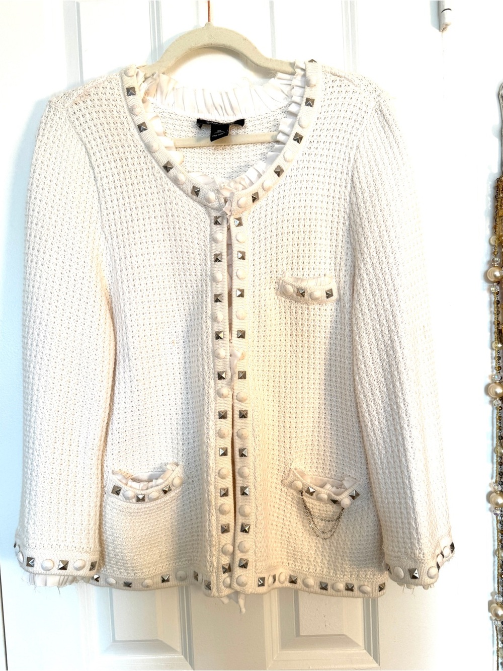 🎀 Elegant JACKET WHBM Cotton Knit XL Embellished 🎀